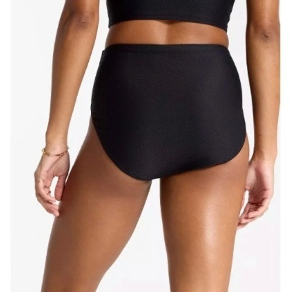 CALIA Womens Asymetrical Rectangle Trim Swim Bottom Beach Wear Black Sz XXL NWT‎